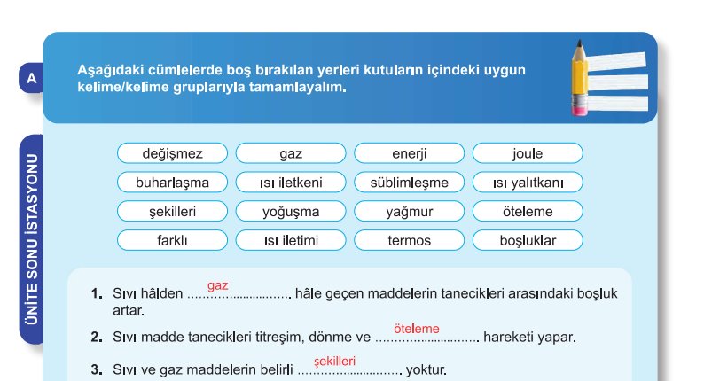 5. Sınıf Fen Bilimleri Kitabı 2. Kitap Sayfa 96-97-98 Cevapları