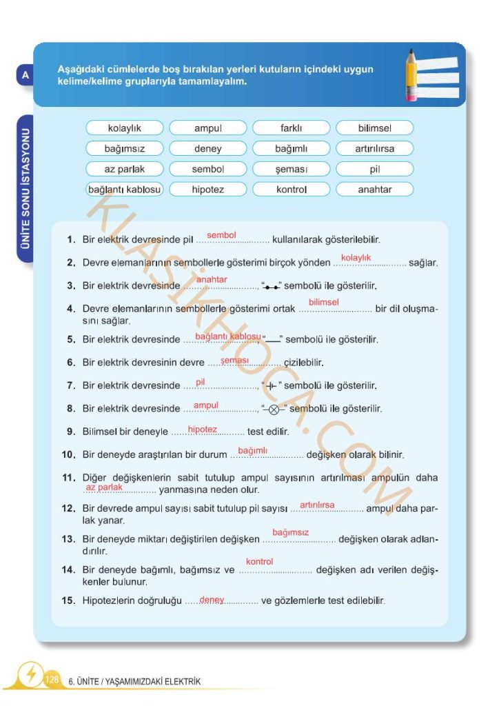 5. Sınıf Fen Bilimleri Kitabı 2. Kitap Sayfa 128-129-130 Cevapları