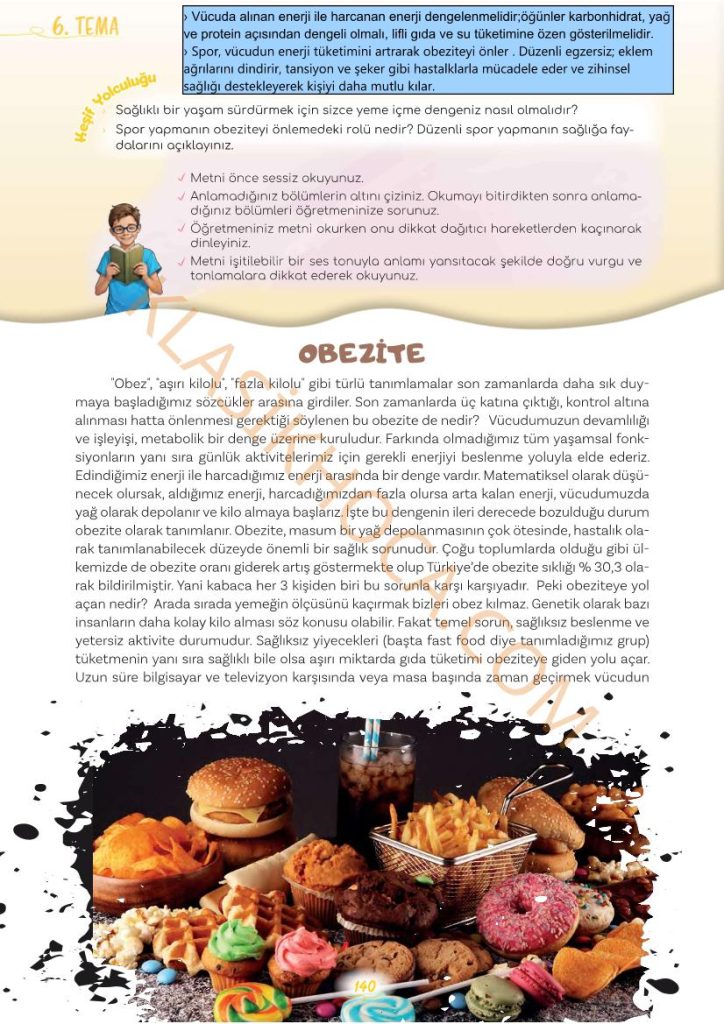 Obezite Metni Cevapları - 5. Sınıf Türkçe 2. Kitap