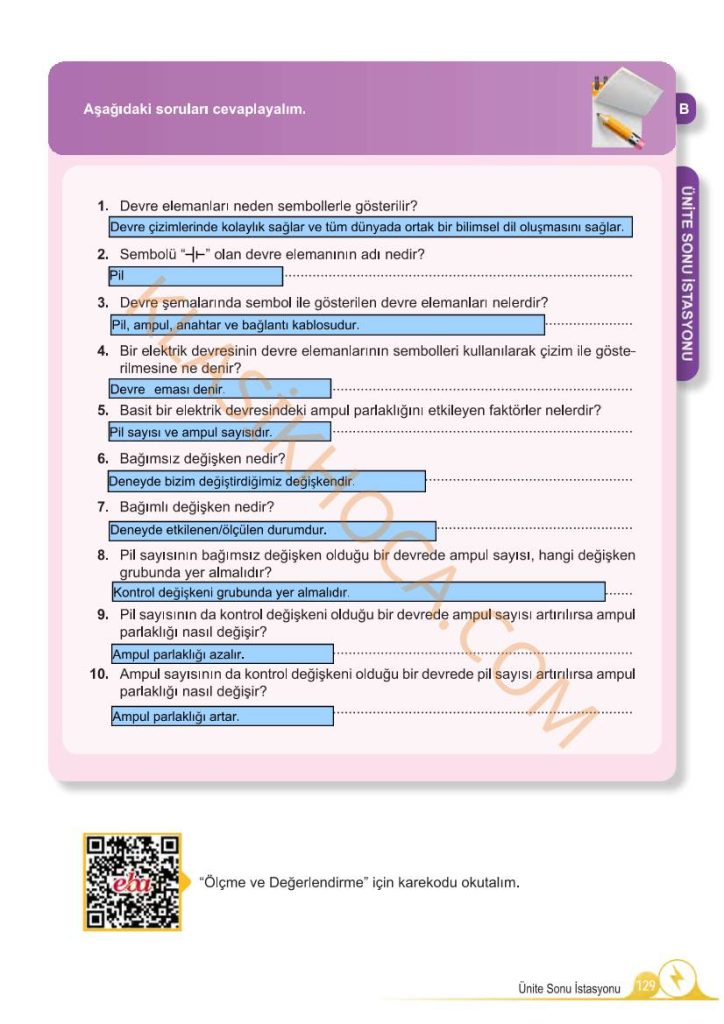 5. Sınıf Fen Bilimleri Kitabı 2. Kitap Sayfa 128-129-130 Cevapları