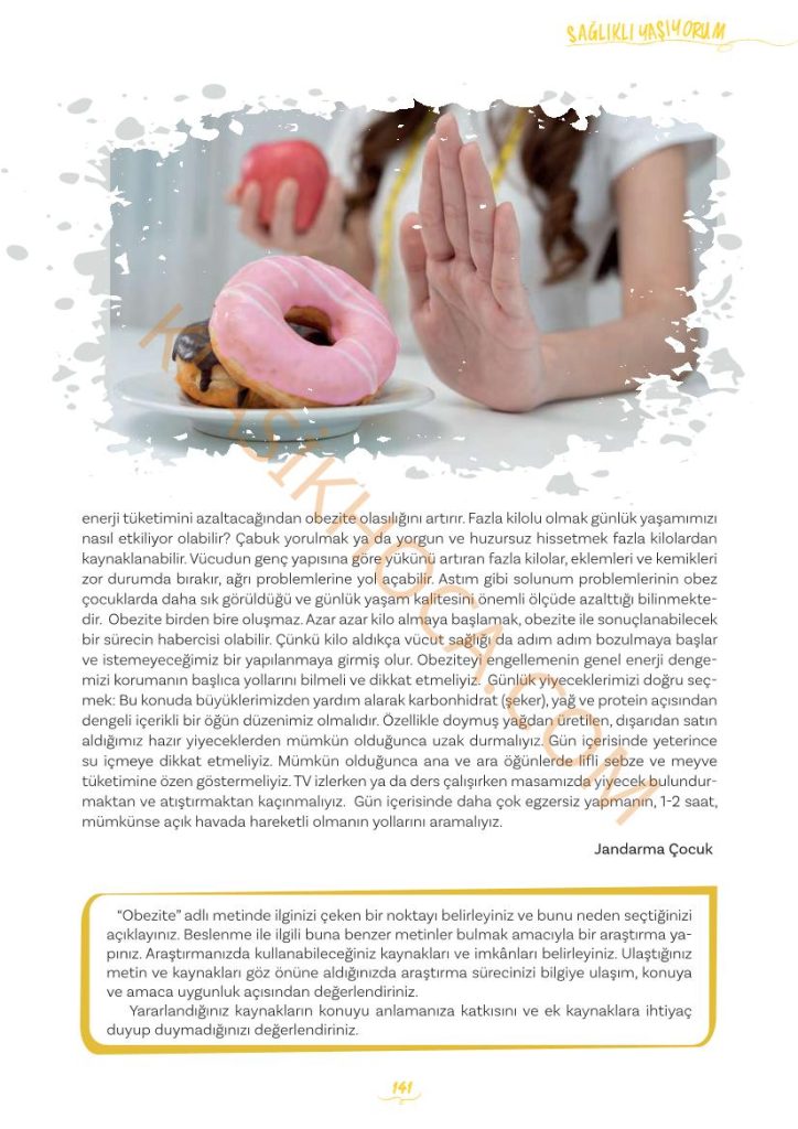 Obezite Metni Cevapları - 5. Sınıf Türkçe 2. Kitap