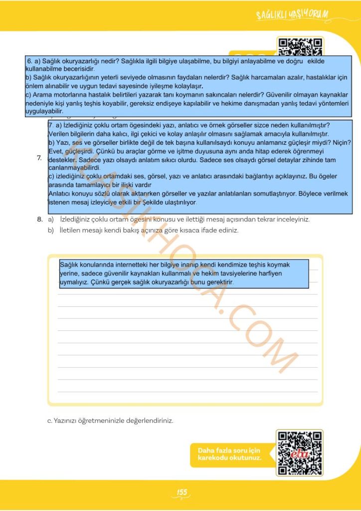 6. Tema Kontrol Noktası Cevapları 5. Sınıf Türkçe 2. Kitap