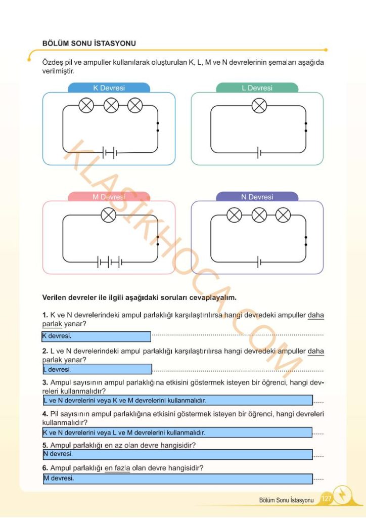 5. Sınıf Fen Bilimleri Kitabı 2. Kitap Sayfa 120-121-122-123-124-125-126-127 Cevapları