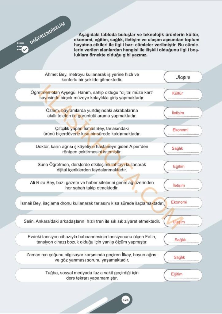 5. Sınıf Sosyal Bilgiler Kitabı 2. Kitap Sayfa 120-121-122-123-124-125-126-127-128-129 Cevapları