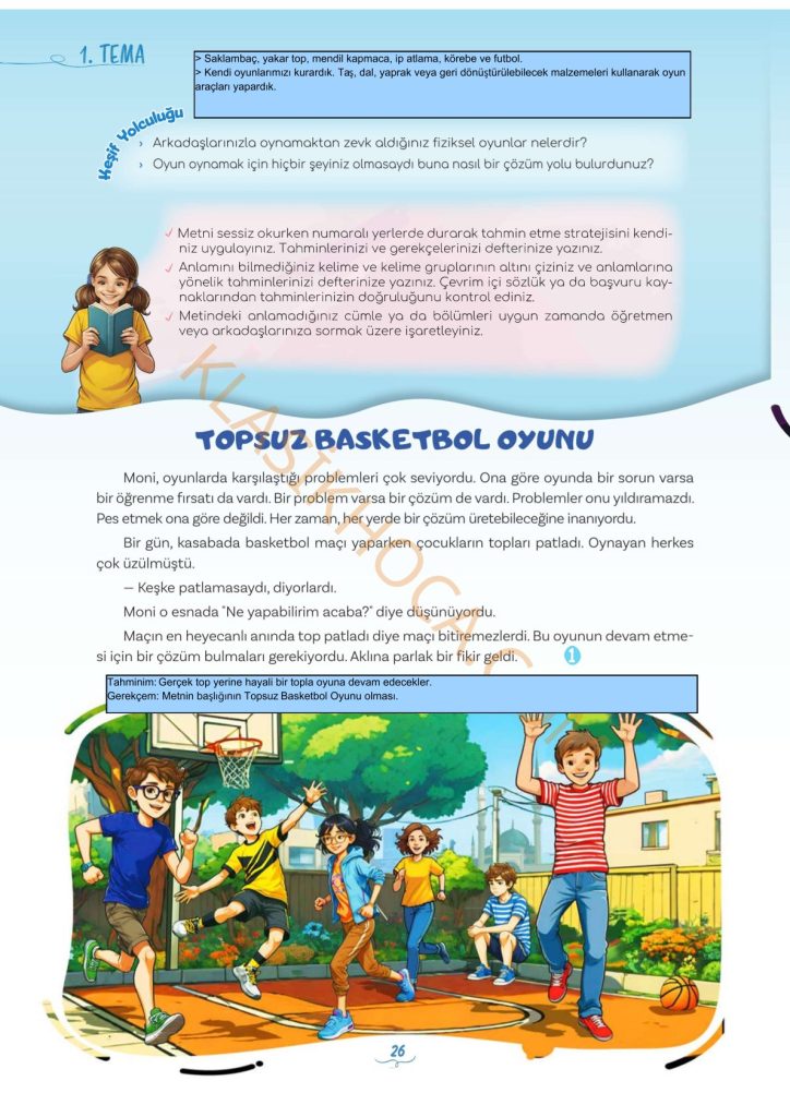 Topsuz Basketbol Oyunu Metni Cevapları 5. Sınıf Türkçe