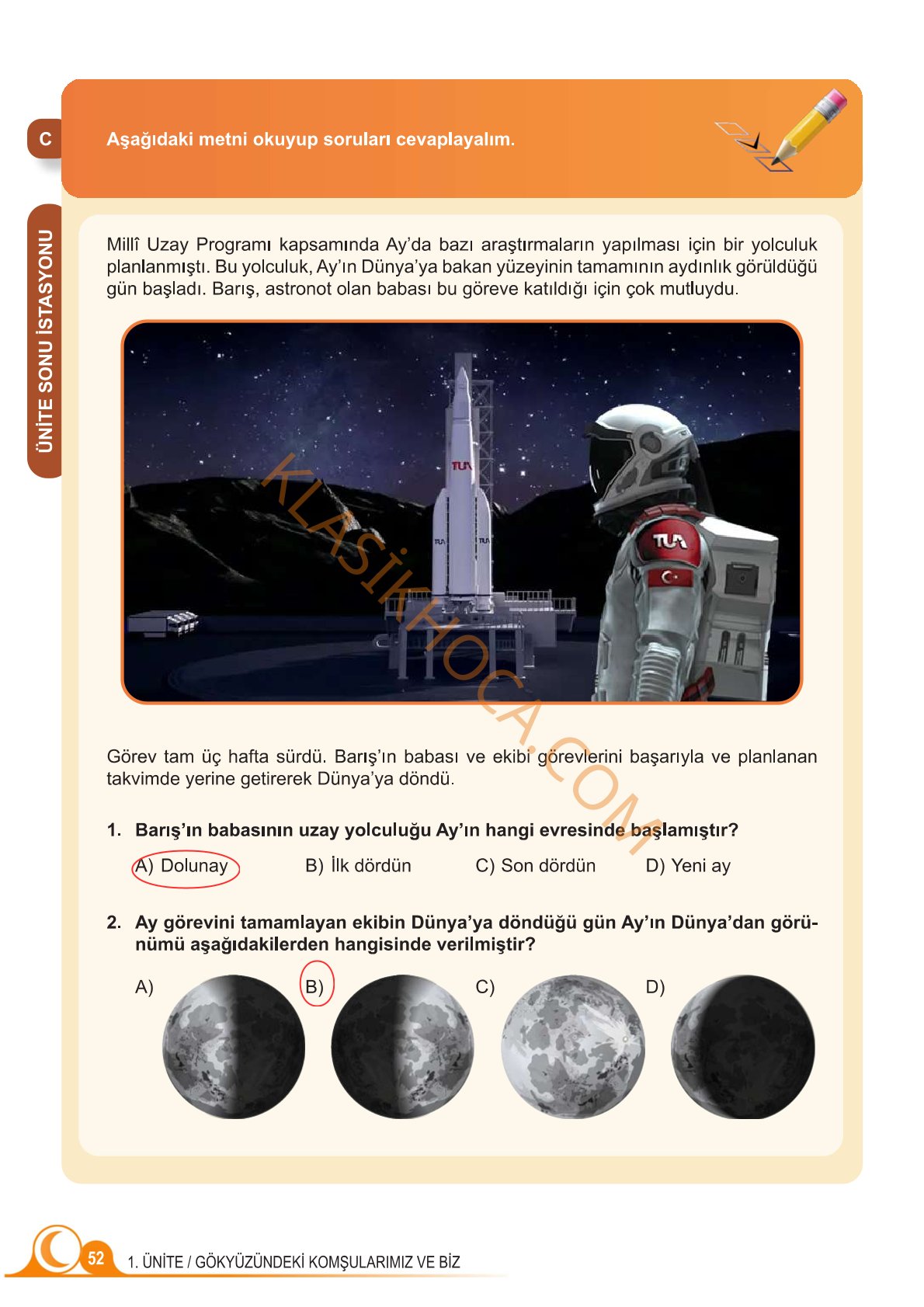 5. Sınıf Fen Bilimleri Kitabı 1. Kitap Sayfa 52 Cevapları