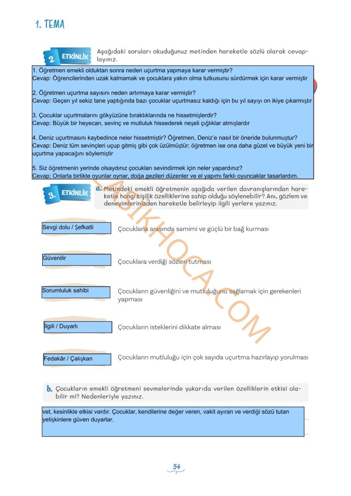 Öğretmenin Sevinci Metni Cevapları 5. Sınıf Türkçe