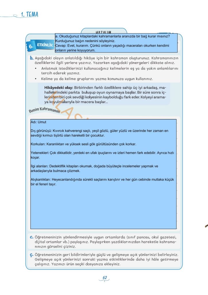 Öğretmenin Sevinci Metni Cevapları 5. Sınıf Türkçe