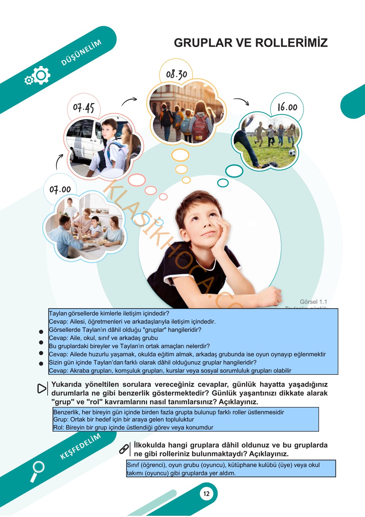 5. Sınıf Sosyal Bilgiler Kitabı Sayfa 12-13-14-15-16-17-18-19 Cevapları 1. Kitap