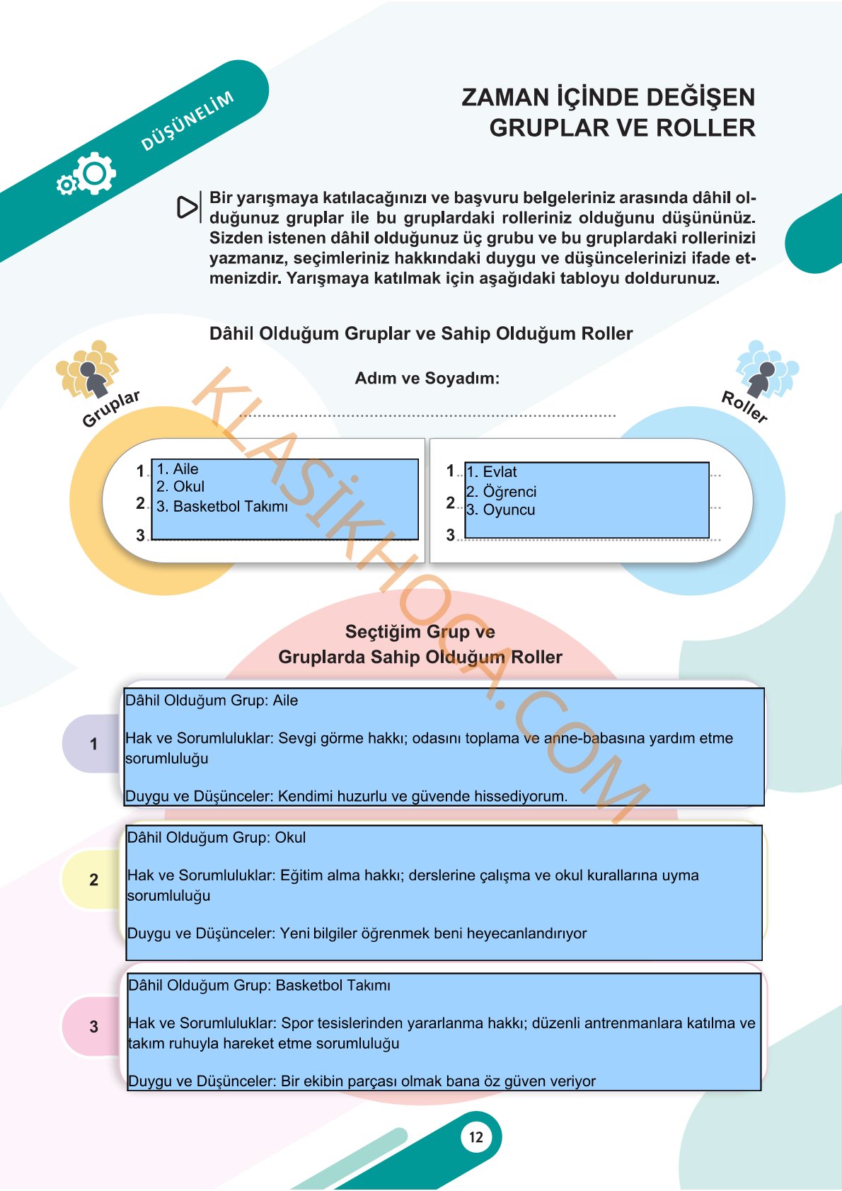 6. Sınıf Sosyal Bilgiler Kitabı Sayfa 12-13-14-15-16-17-18-19-20-21-22-23 Cevapları 1. Kitap
