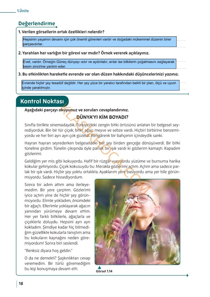 5. Sınıf Din Kültürü Kitabı Sayfa 14-15-16-17-18-19 Cevapları