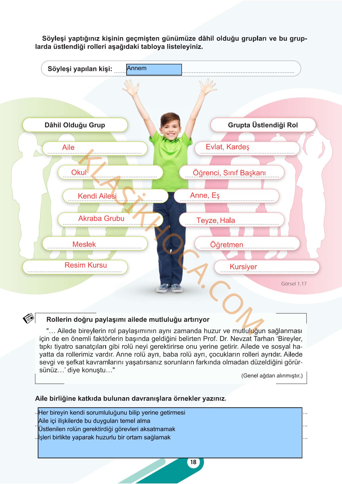 6. Sınıf Sosyal Bilgiler Kitabı 1. Kitap Sayfa 18 Cevapları