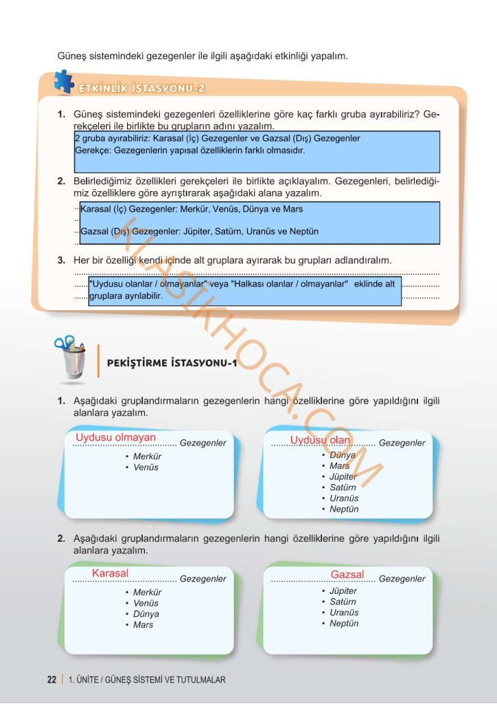 6. Sınıf Fen Bilimleri Kitabı 1. Kitap Sayfa 19-20-21-22-23-24-25-26-27-28 Cevapları