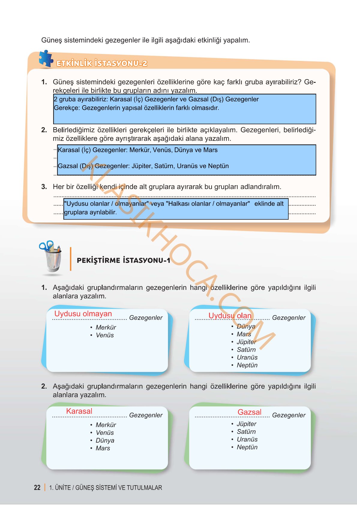 6. Sınıf Fen Bilimleri Kitabı 1. Kitap Sayfa 22 Cevapları