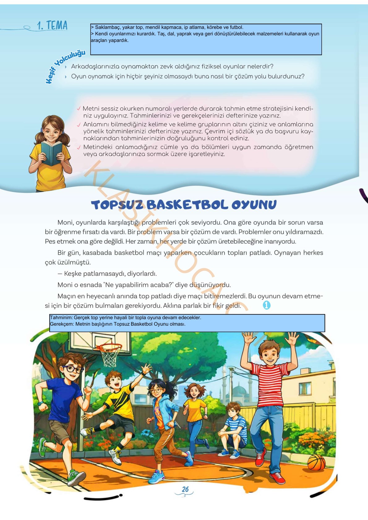 5. Sınıf Türkçe Kitabı Sayfa 26-27-28-29-30-31-32-33-34-35-36 Cevapları 1. Kitap