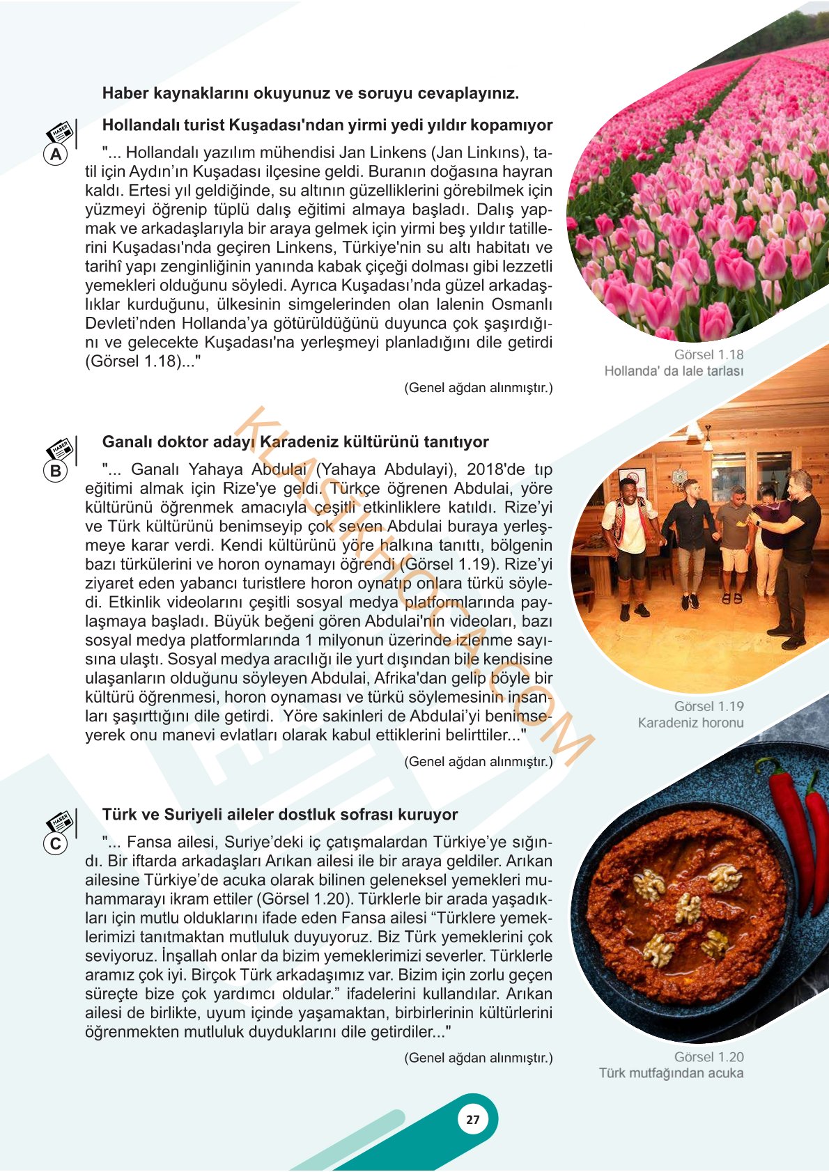 5. Sınıf Sosyal Bilgiler Kitabı 1. Kitap Sayfa 27 Cevapları