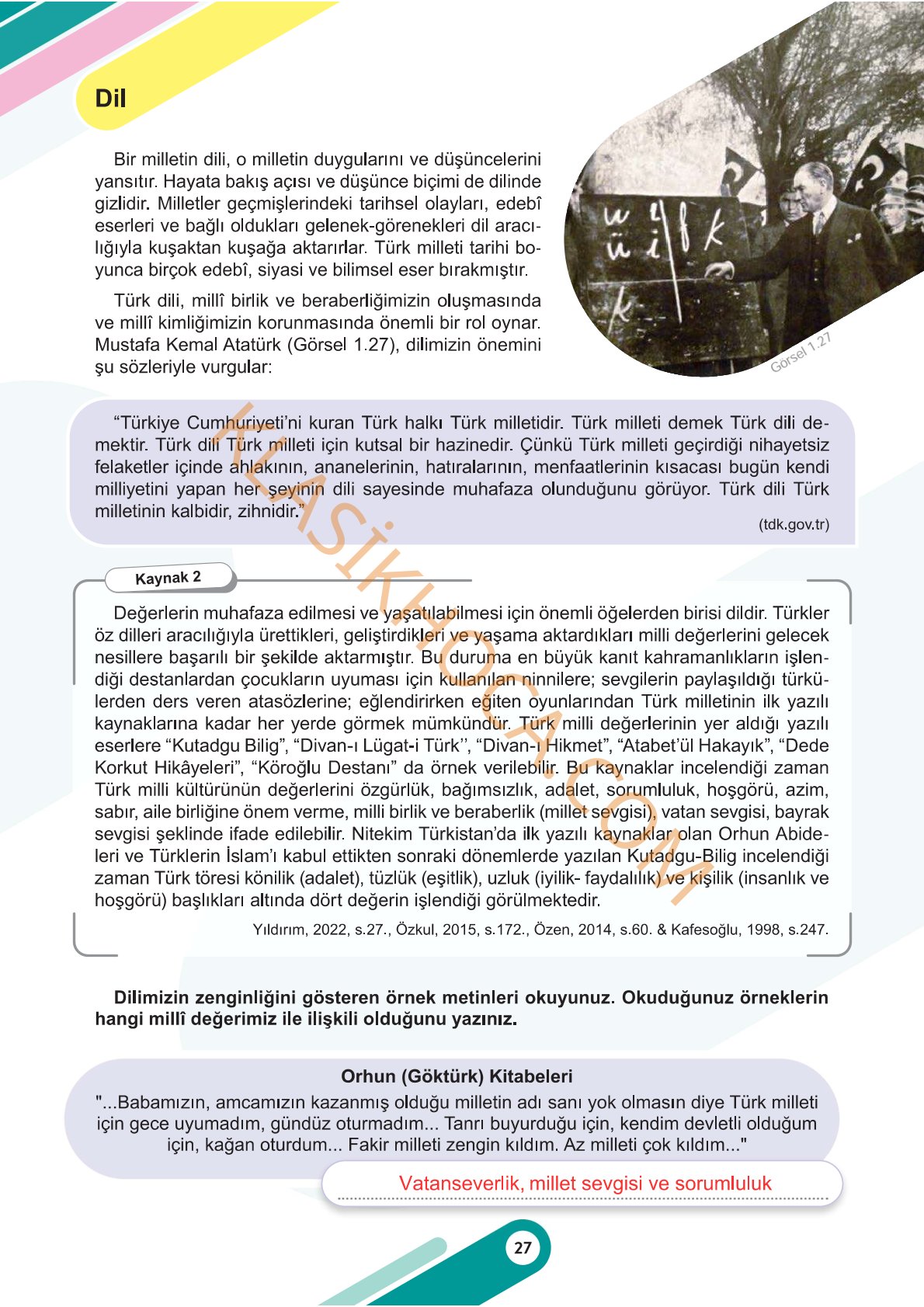6. Sınıf Sosyal Bilgiler Kitabı 1. Kitap Sayfa 27 Cevapları