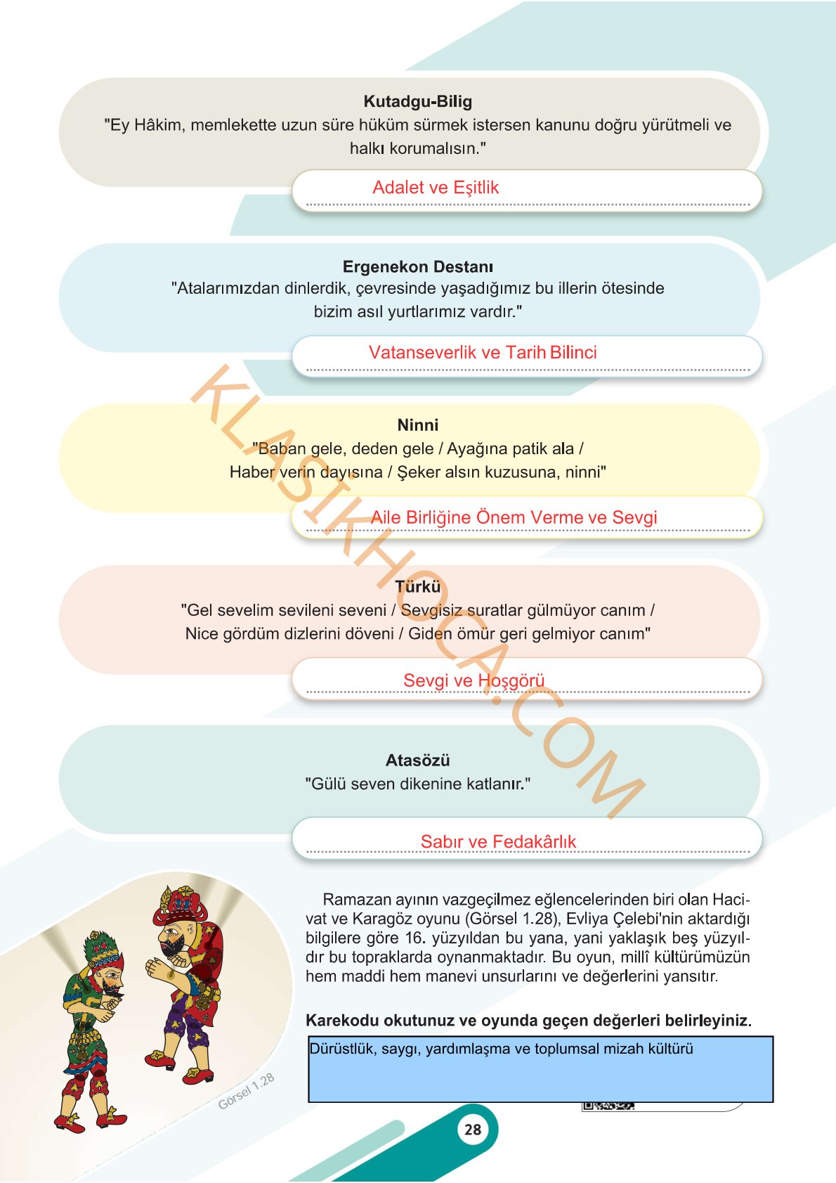 6. Sınıf Sosyal Bilgiler Kitabı 1. Kitap Sayfa 28 Cevapları