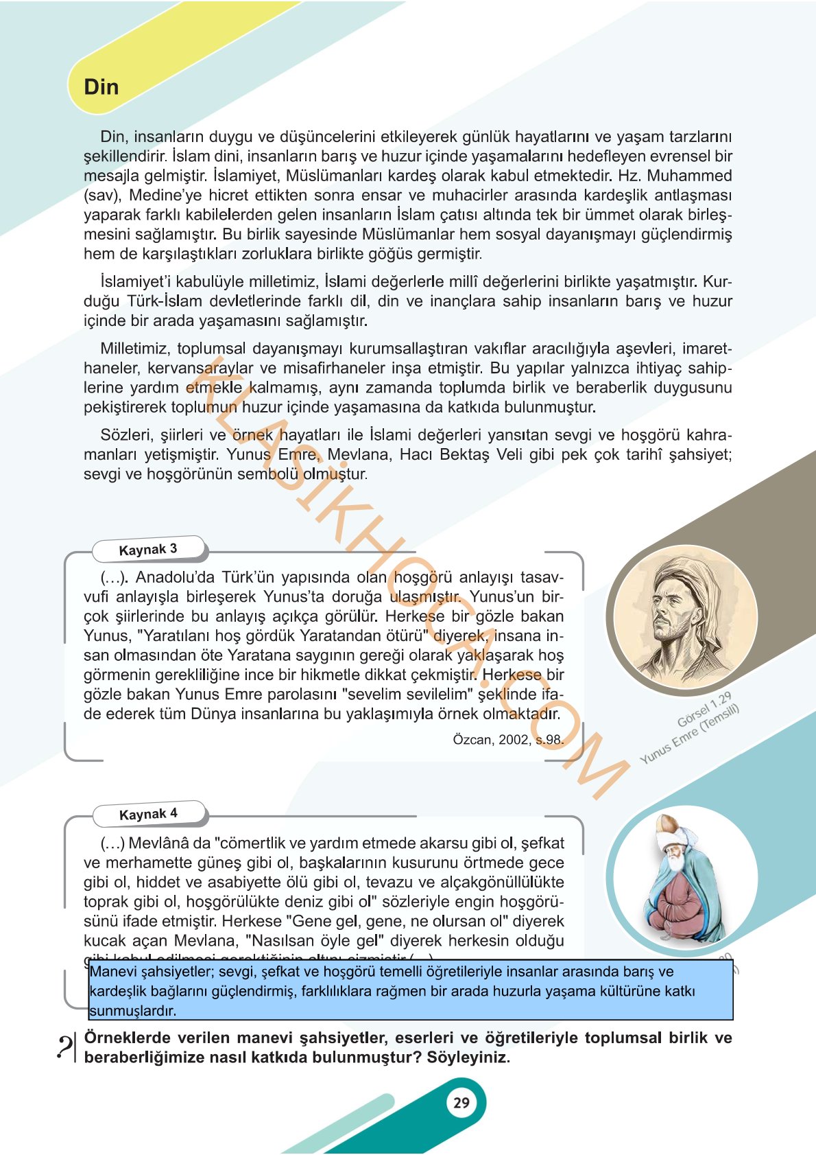 6. Sınıf Sosyal Bilgiler Kitabı 1. Kitap Sayfa 29 Cevapları