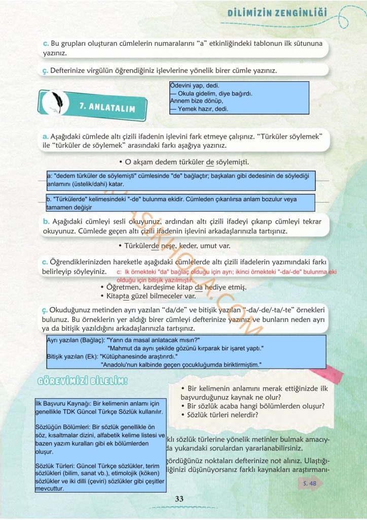 Annem Yeryüzüydü Babam Gökyüzü Metni Cevapları 6. Sınıf Türkçe