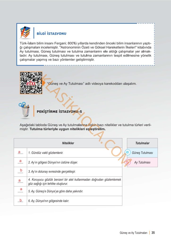 6. Sınıf Fen Bilimleri Kitabı 1. Kitap Sayfa 30-31-32-33-34-35-36-37 Cevapları