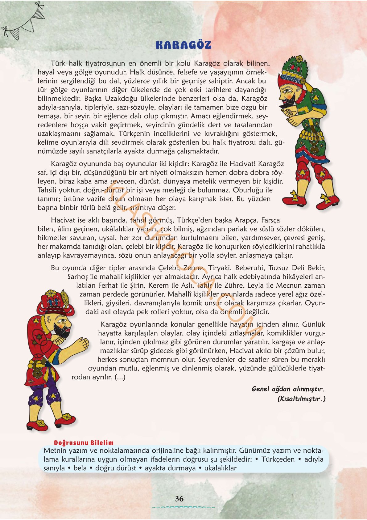 6. Sınıf Türkçe Kitabı 1. Kitap Sayfa 36 Cevapları