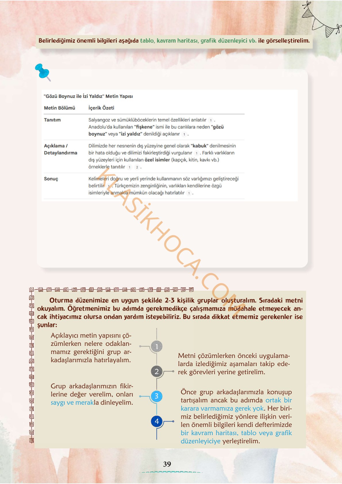 6. Sınıf Türkçe Kitabı 1. Kitap Sayfa 39 Cevapları