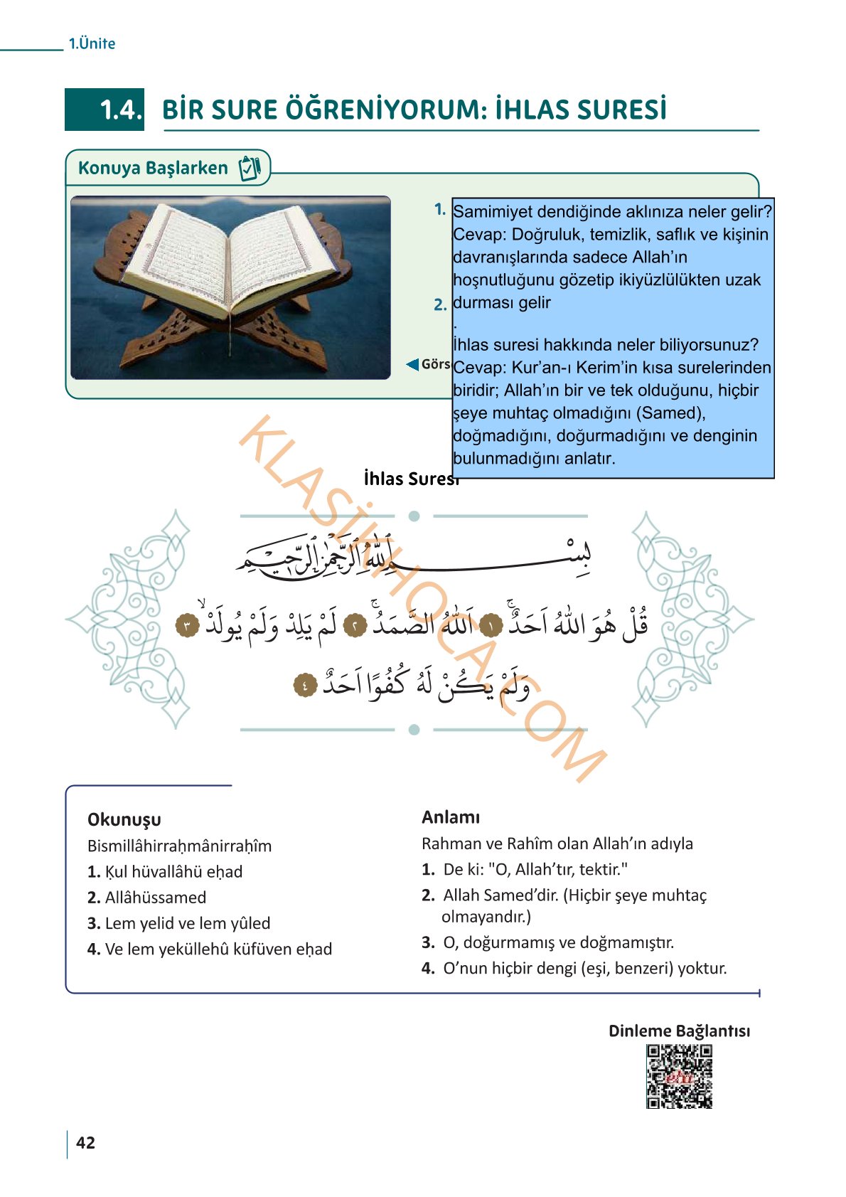 5. Sınıf Din Kültürü Kitabı Sayfa 42-43-44-45-46-47-48 Cevapları