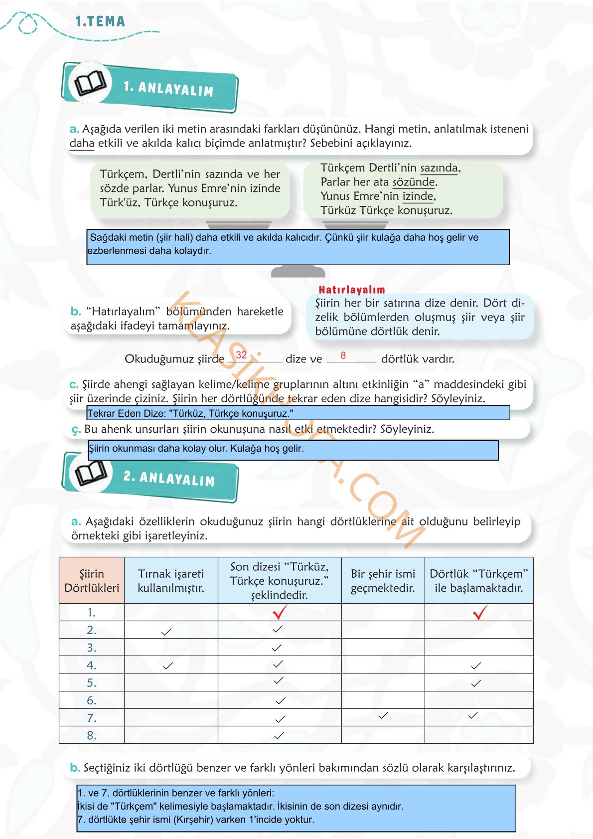 6. Sınıf Türkçe Kitabı 1. Kitap Sayfa 44 Cevapları