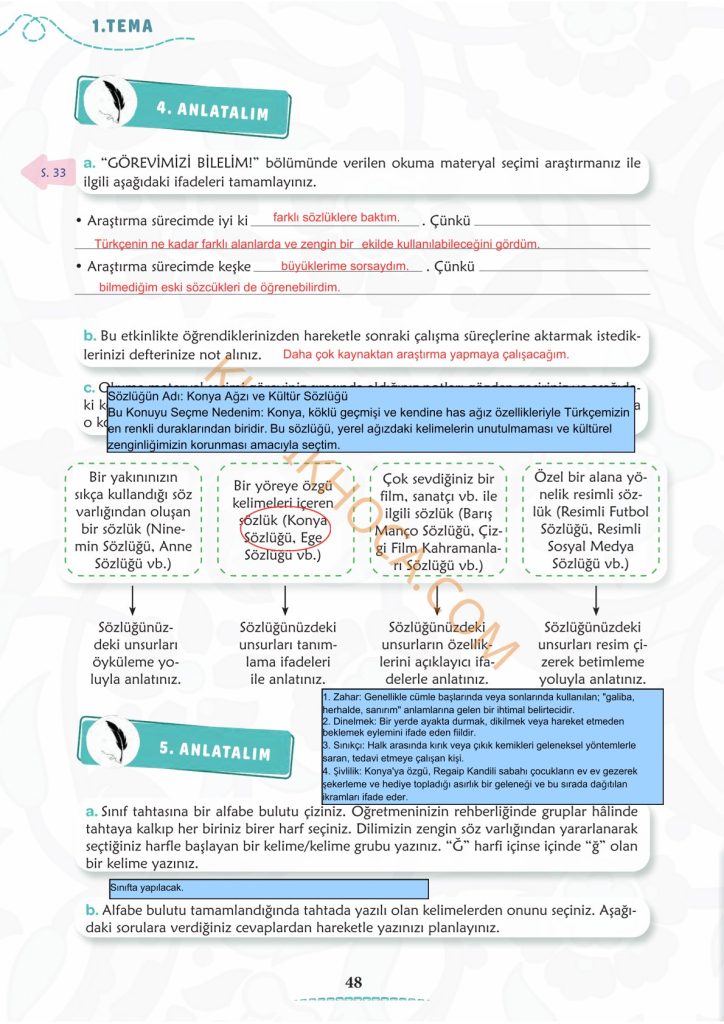 Türküz Türkçe Konuşuruz Metni Cevapları 6. Sınıf Türkçe