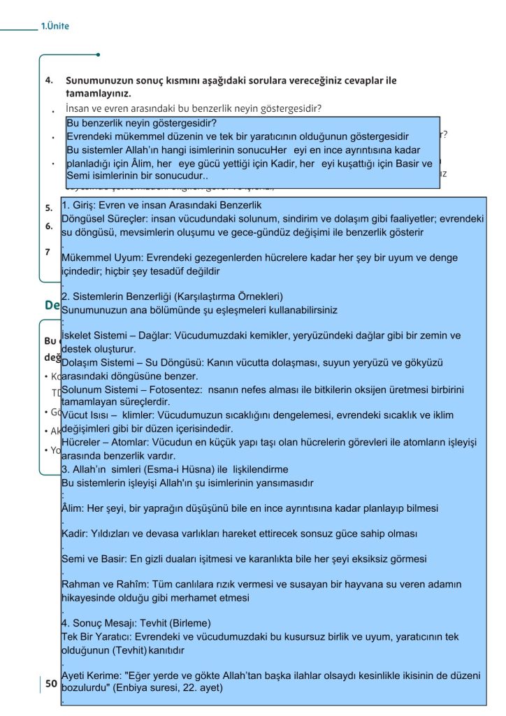 5. Sınıf Din Kültürü Kitabı Sayfa 49-50 Cevapları