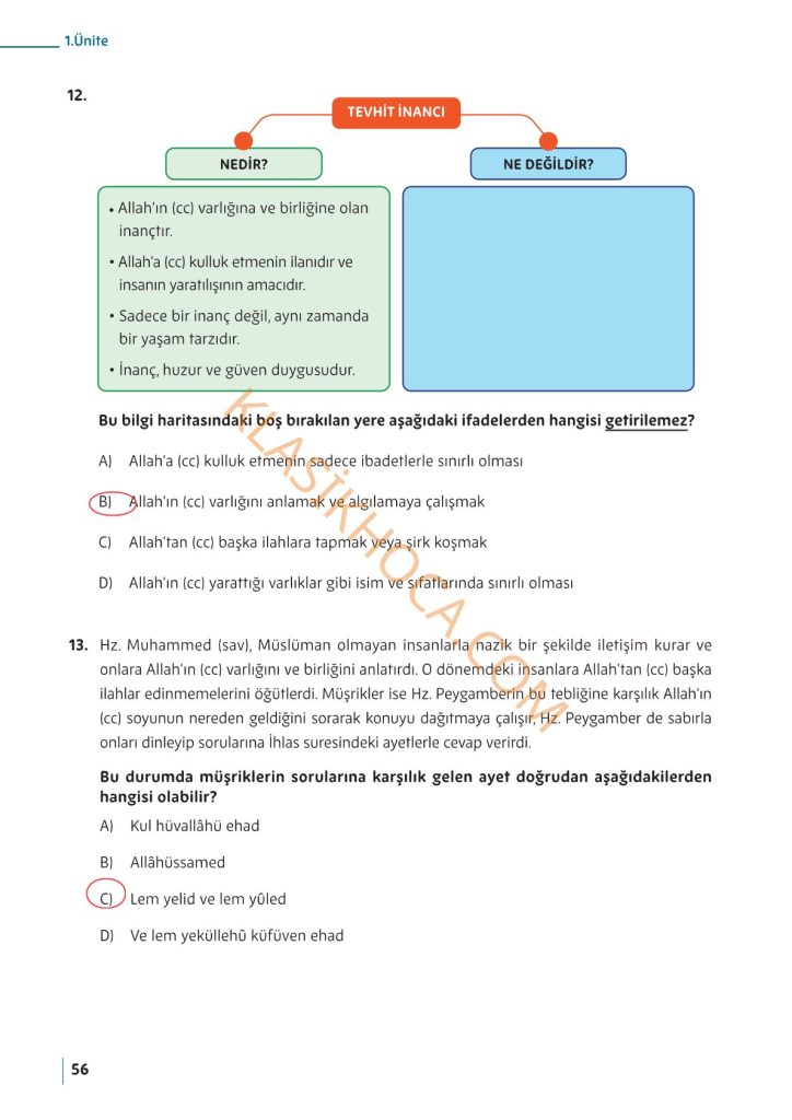 5. Sınıf Din Kültürü Kitabı Sayfa 51-52-53-54-55-56 Cevapları