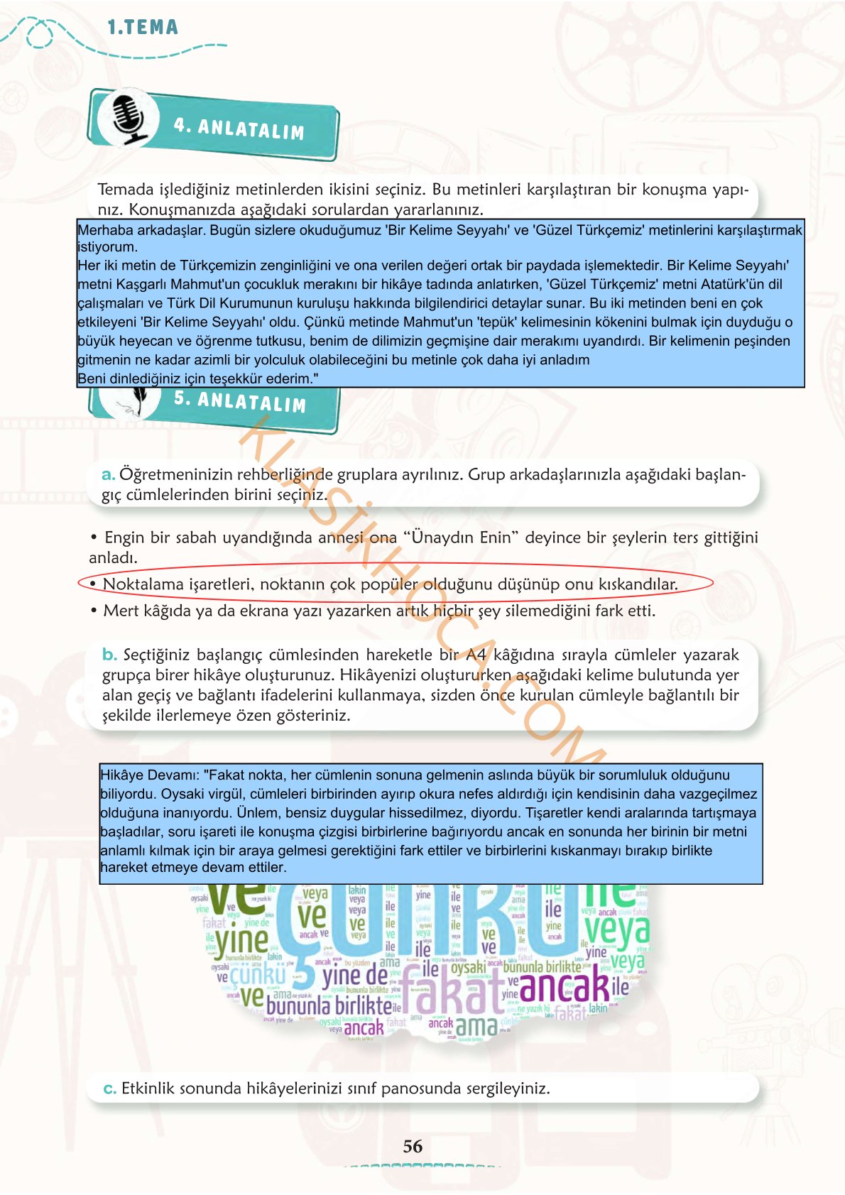 6. Sınıf Türkçe Kitabı 1. Kitap Sayfa 56 Cevapları