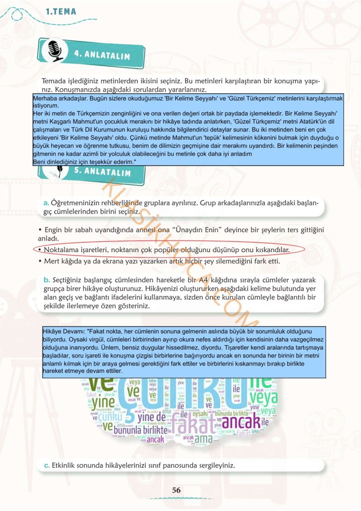 Türk Dil Kurumu Sunar Kaşık Dinleme İzleme Metni Cevapları 6. Sınıf Türkçe