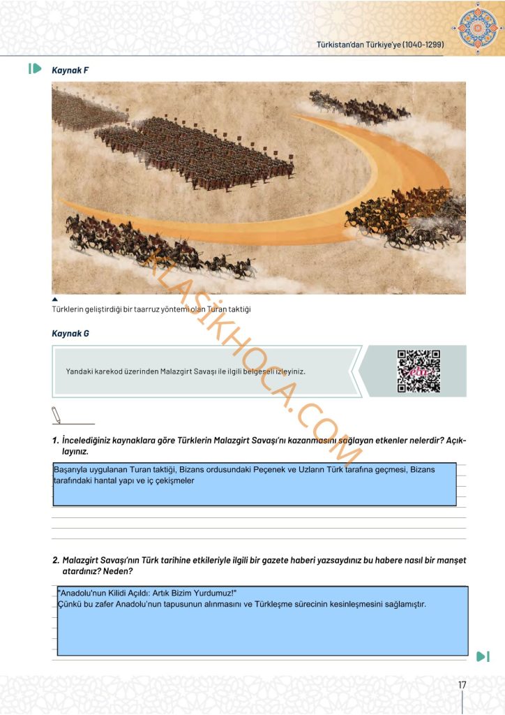 10. Sınıf Tarih Kitabı Sayfa 12-13-14-15-16-17-18 Cevapları