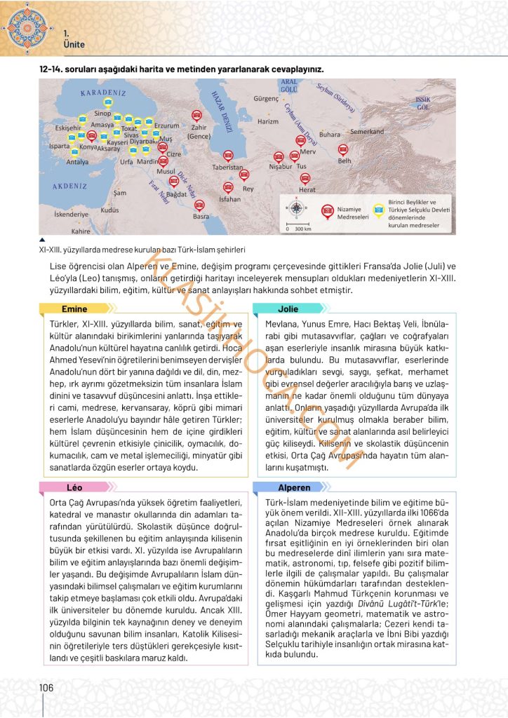 10. Sınıf Tarih Kitabı Sayfa 100-101-102-103-104-105-106-107 Cevapları