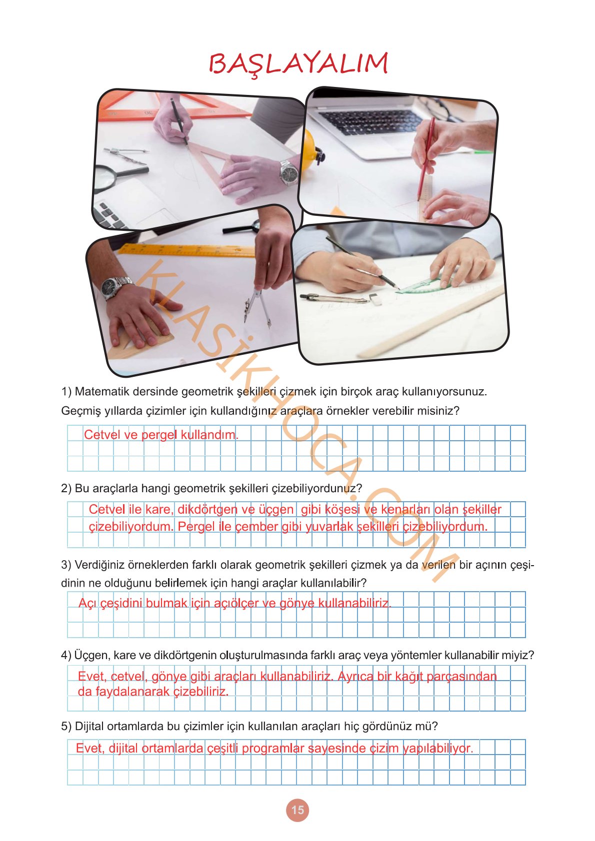 5. Sınıf Matematik Kitabı 1. Kitap Sayfa 15 Cevapları