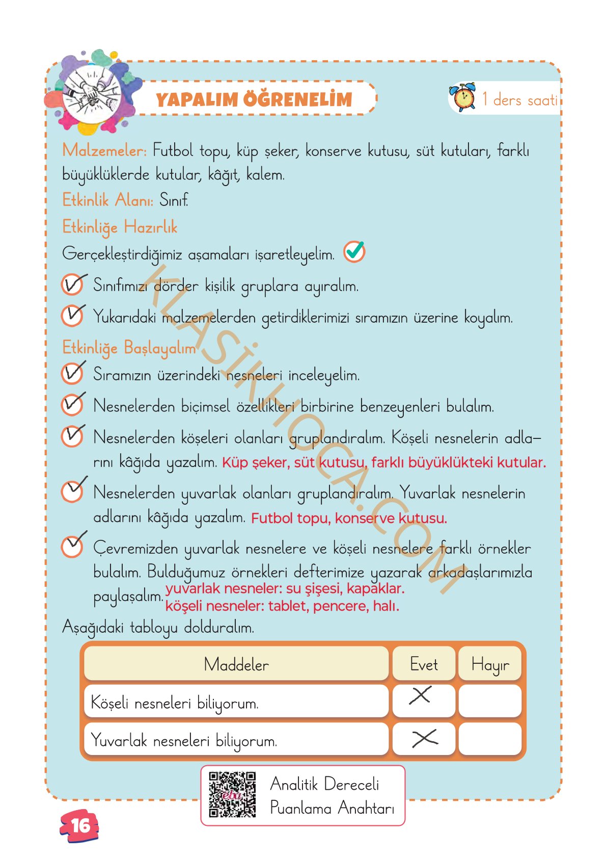 2. Sınıf Matematik Kitabı 1. Kitap Sayfa 16 Cevapları