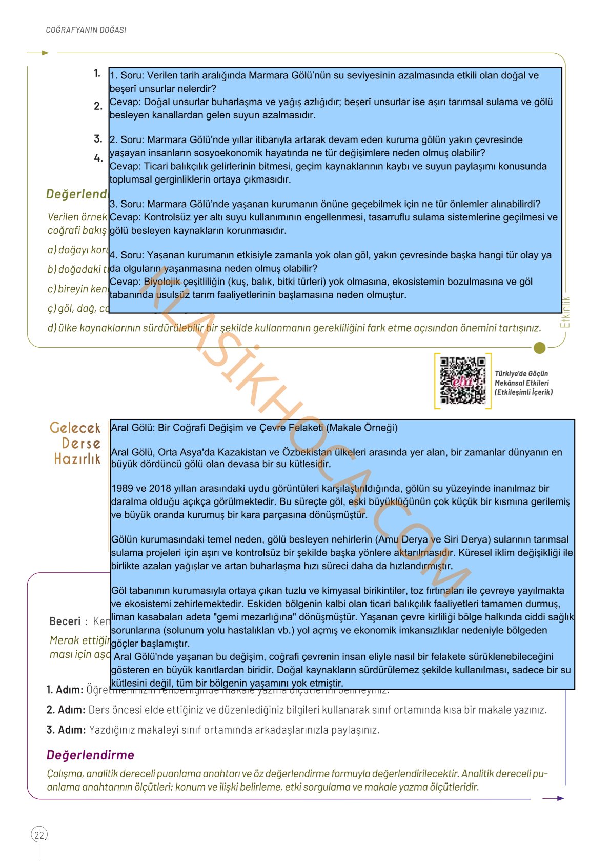 10. Sınıf Coğrafya Kitabı Sayfa 22 Cevapları