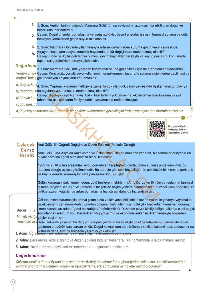 10. Sınıf Coğrafya Kitabı Sayfa 16-17-18-19-20-21-22-23-24 Cevapları