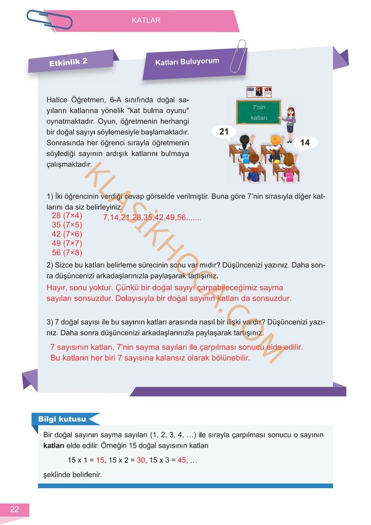 6. Sınıf Matematik Kitabı Sayfa 21-22-23-24-25-26 Cevapları 1. Kitap