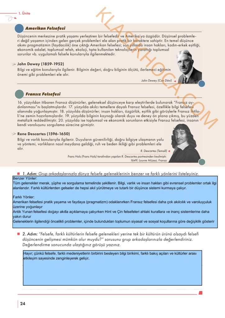 10. Sınıf Felsefe Kitabı Sayfa 20-21-22-23-24-25 Cevapları