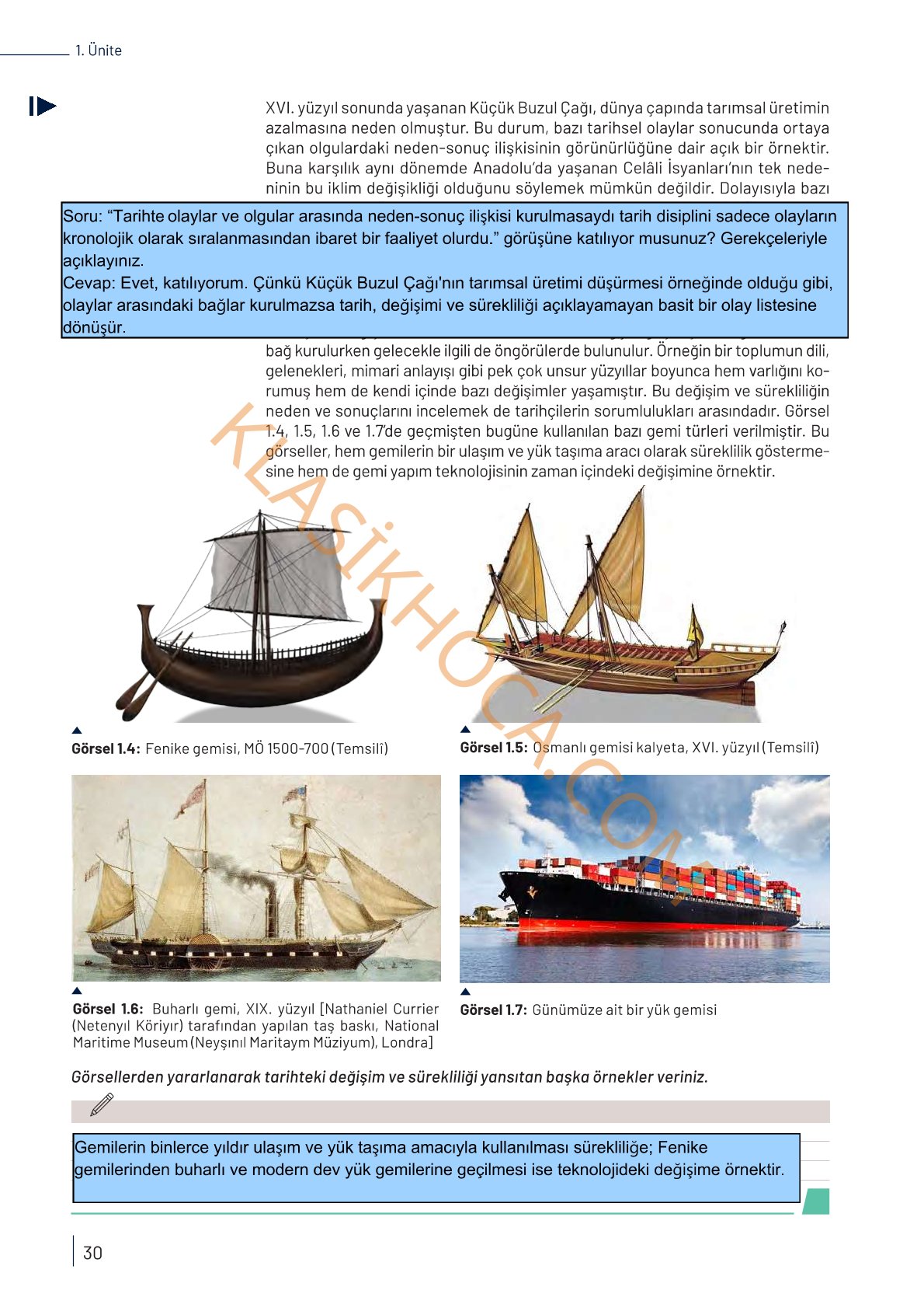 9. Sınıf Tarih Kitabı Sayfa 30 Cevapları