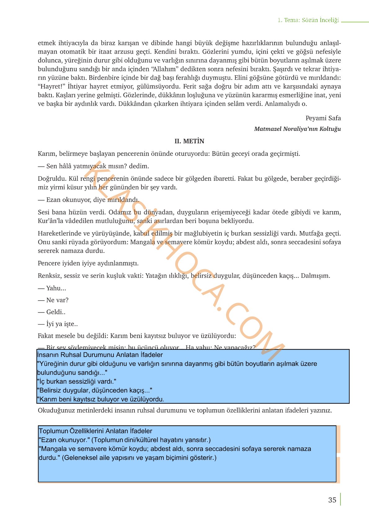 9. Sınıf Edebiyat Kitabı Sayfa 35 Cevapları