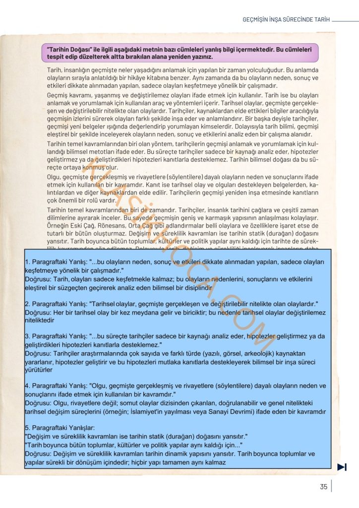 9. Sınıf Tarih Kitabı Sayfa 32-33-34-35-36 Cevapları