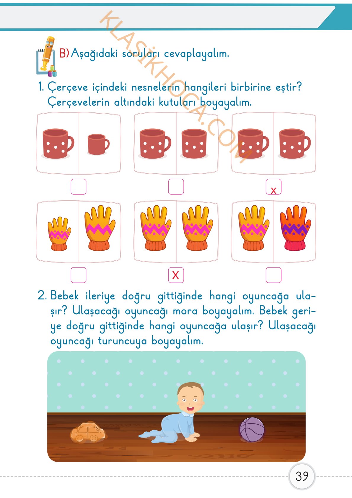 1. Sınıf Matematik Kitabı 1. Kitap Sayfa 39 Cevapları