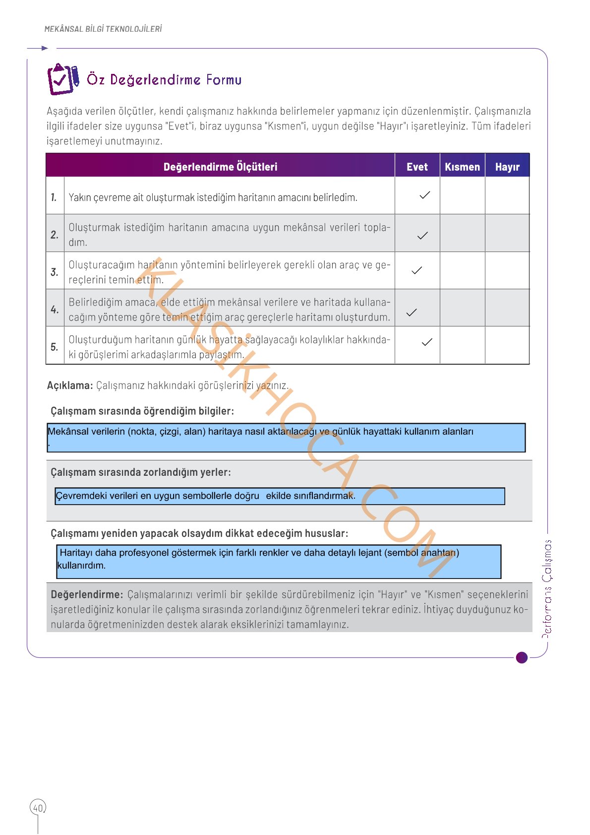 10. Sınıf Coğrafya Kitabı Sayfa 40 Cevapları