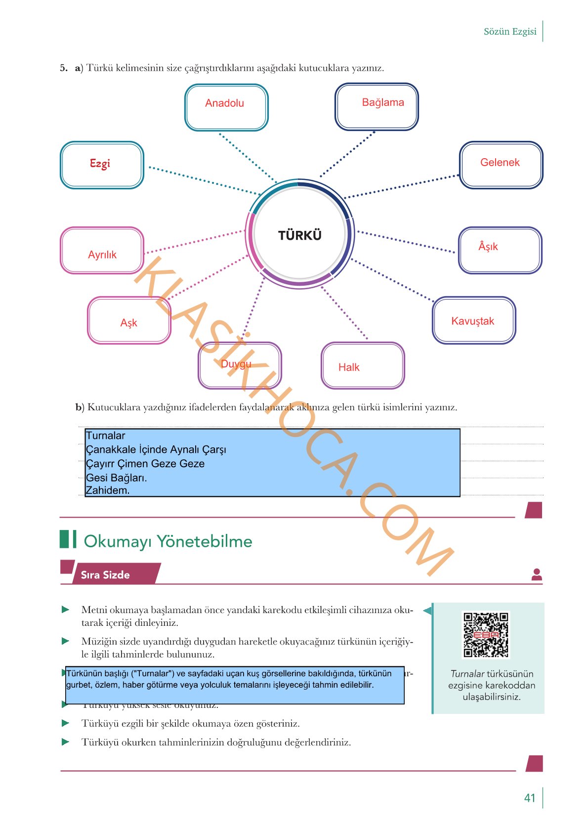 10. Sınıf Edebiyat Kitabı Sayfa 41 Cevapları