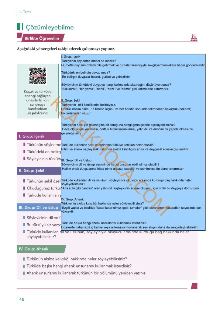 10. Sınıf Edebiyat Kitabı Sayfa 39-40-41-42-43-44-45-46-47-48 Cevapları