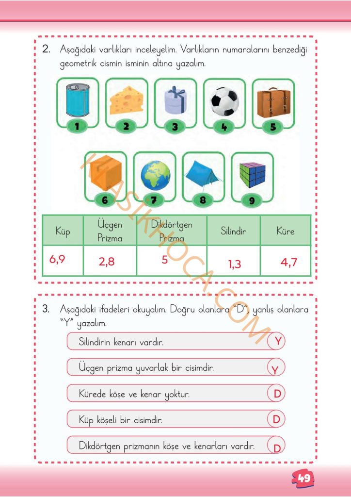 2. Sınıf Matematik Kitabı Sayfa 48-49-50-51-52-53 Cevapları 1. Kitap